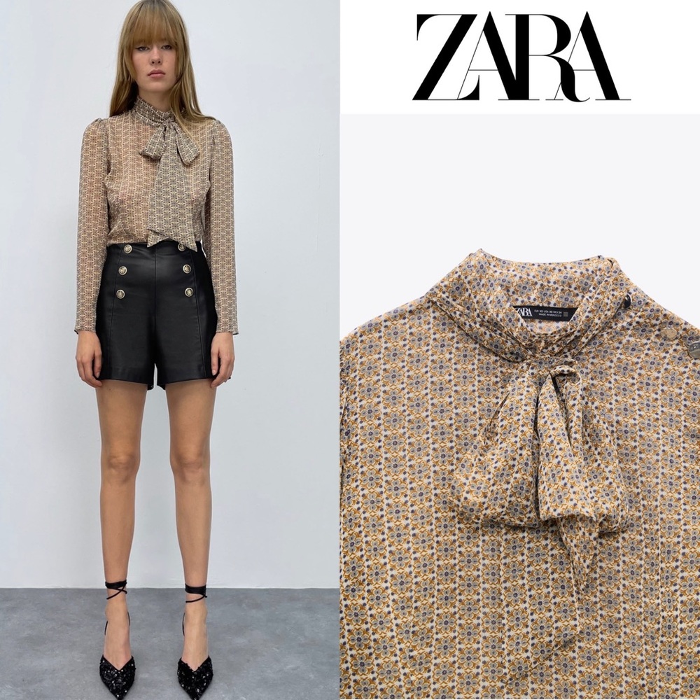 ZARA printed shirt with tie